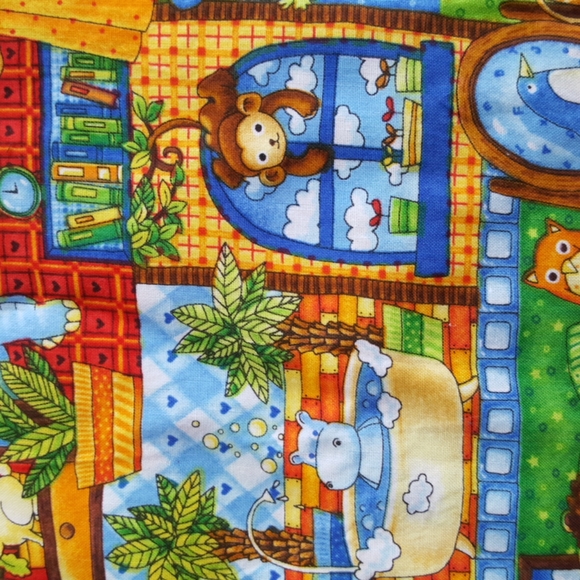 Fabric Cotton Remnant DIY Primary Colors Baby Animals 1 3/4 yards - Picture 2 of 8